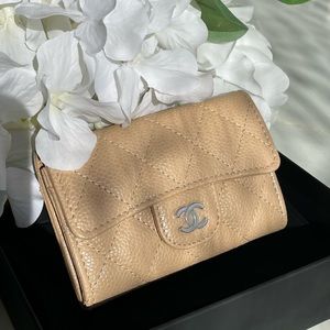 Chanel Beige Caviar Cardholder SHW
